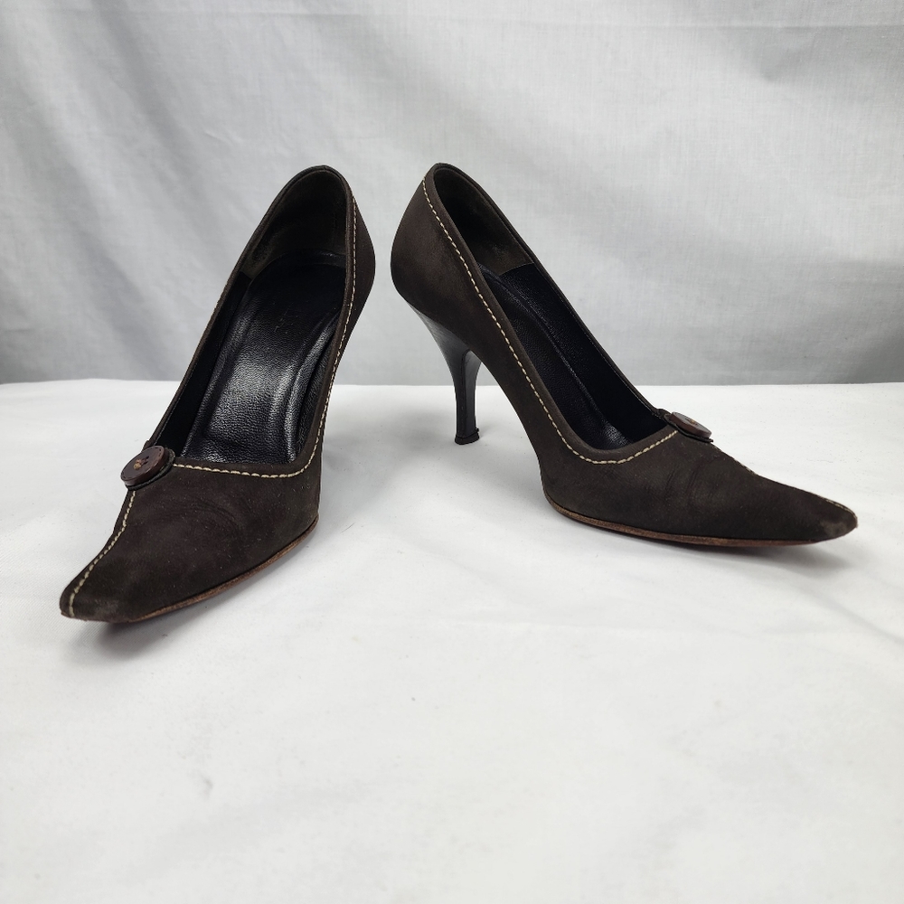 Prada Brown Leather Heels Women's Prada Size 36 US 6